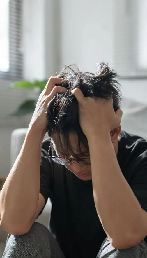 Image of upset man because of erectile dysfunction symptoms Swansea